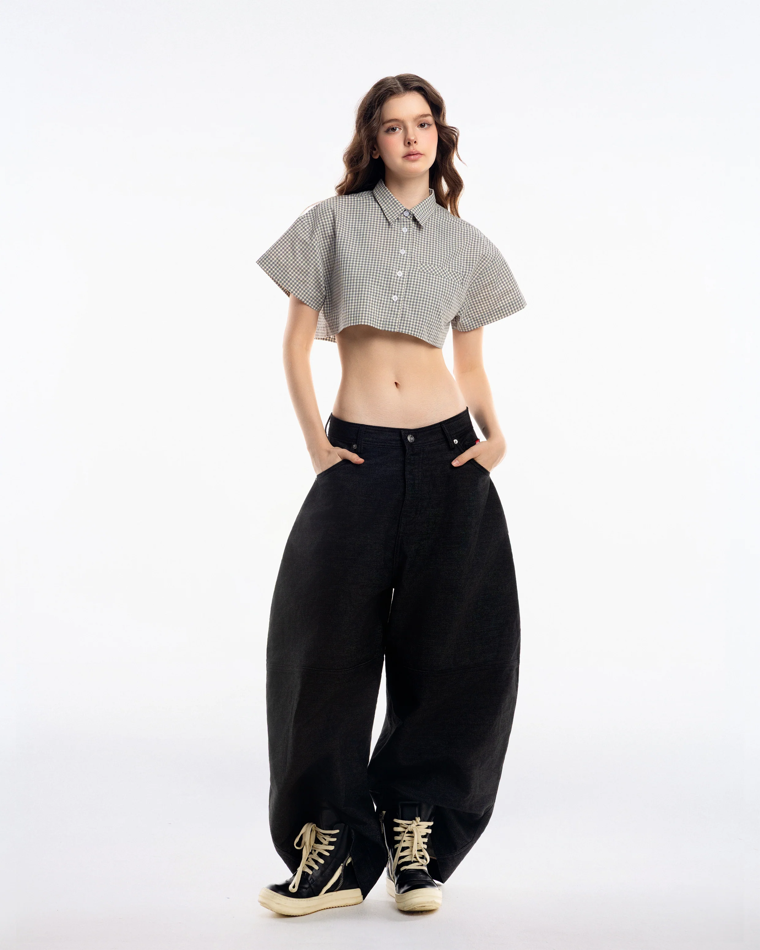 Gingham Crop Shirt - Image 11