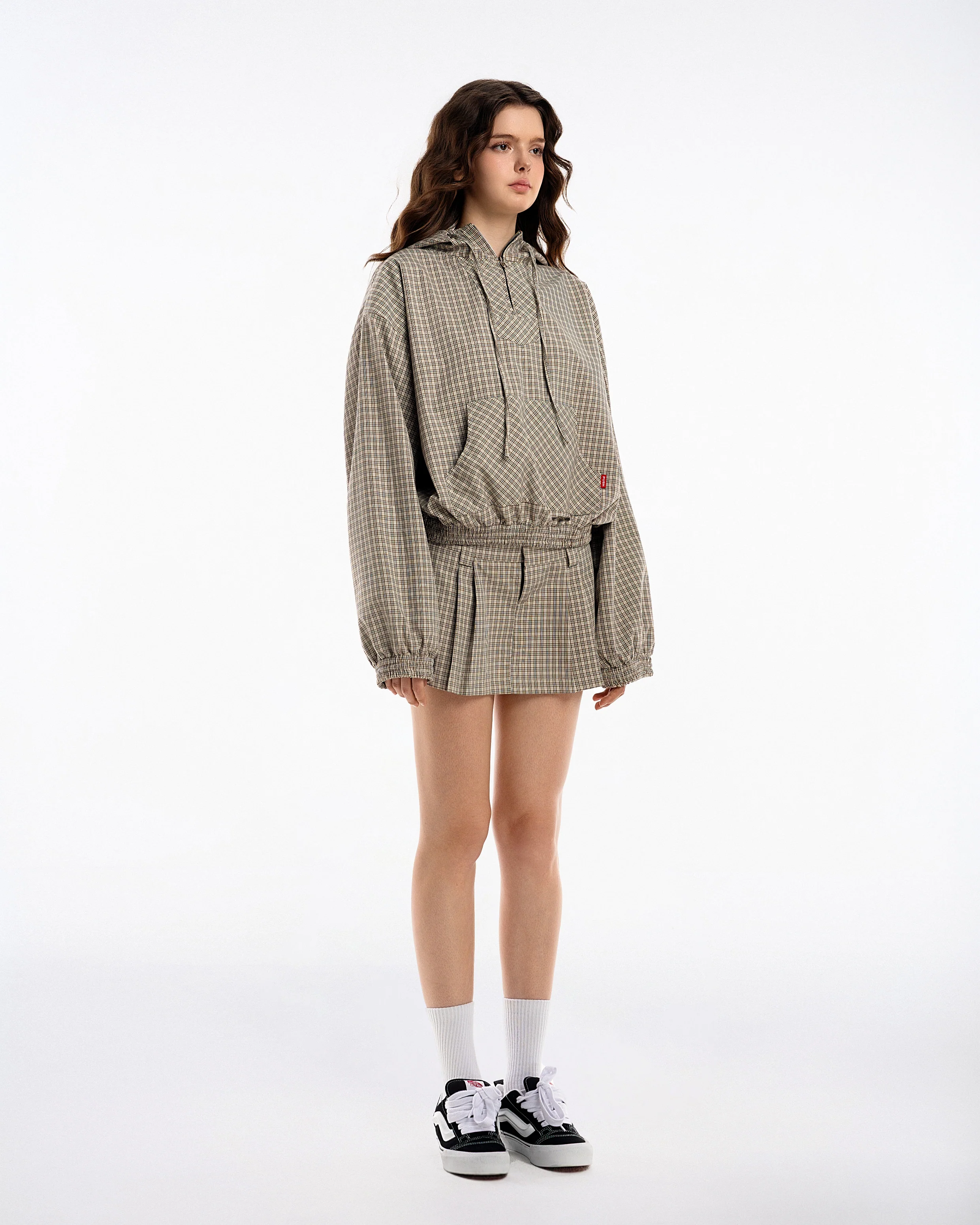 Gingham Half-Zip Hoodie - Image 10