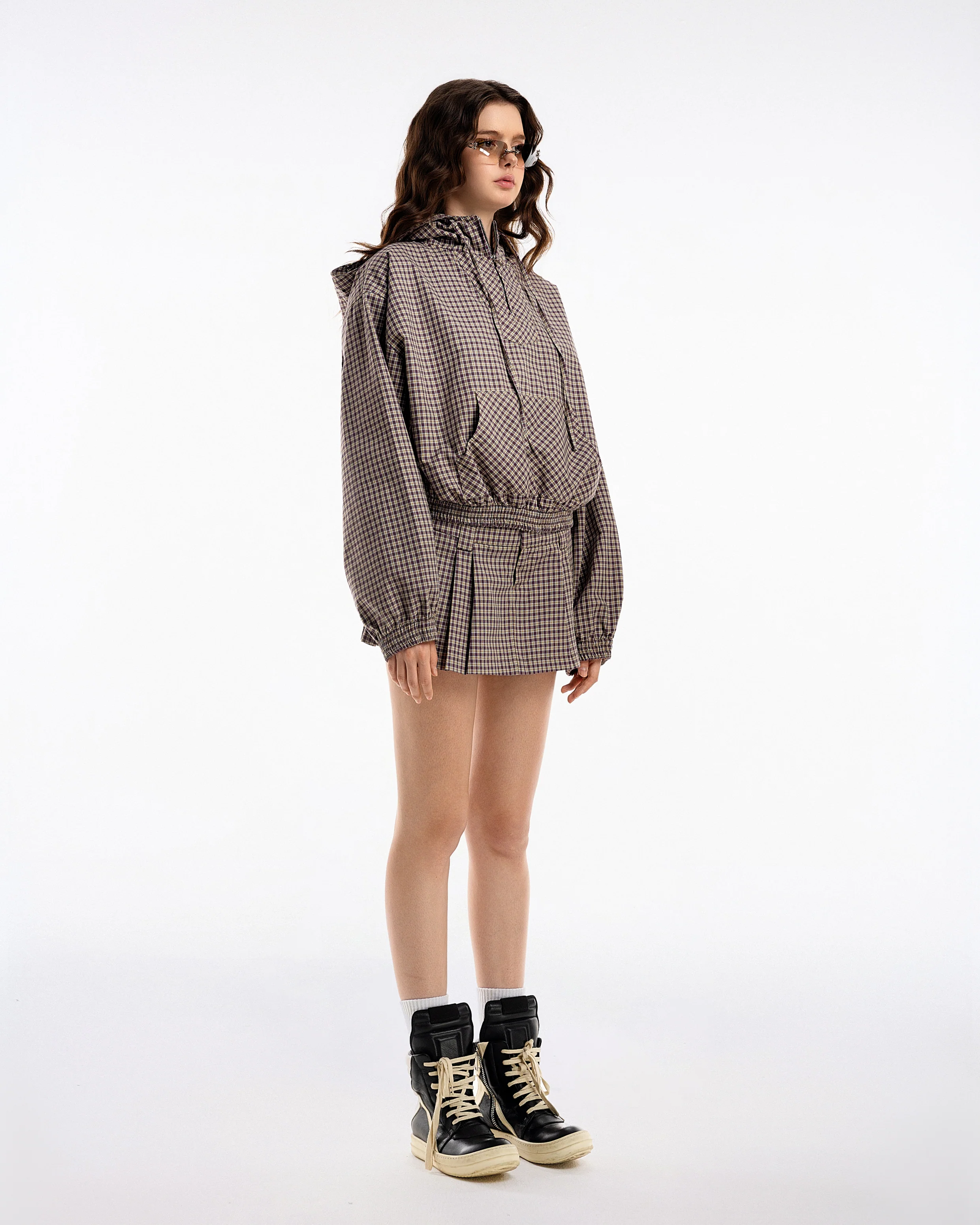 Gingham Half-Zip Hoodie - Image 4
