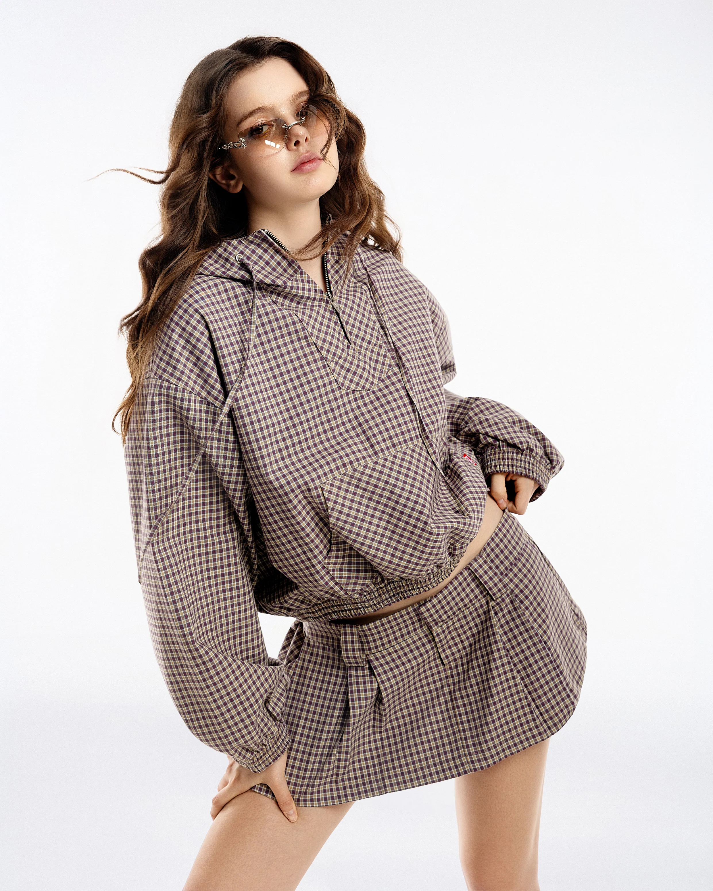 Gingham Half-Zip Hoodie - Image 6