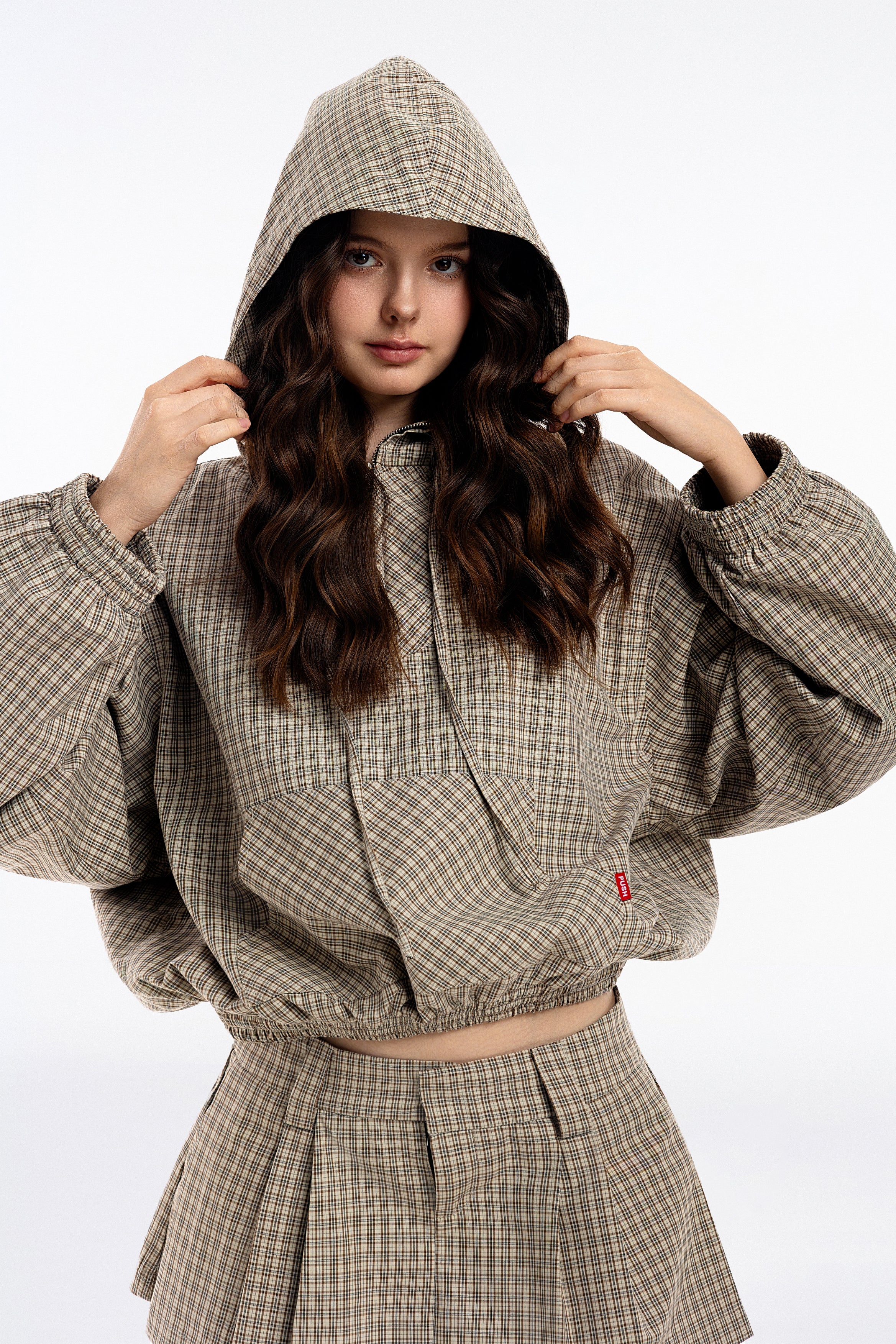 Gingham Half-Zip Hoodie - Image 9